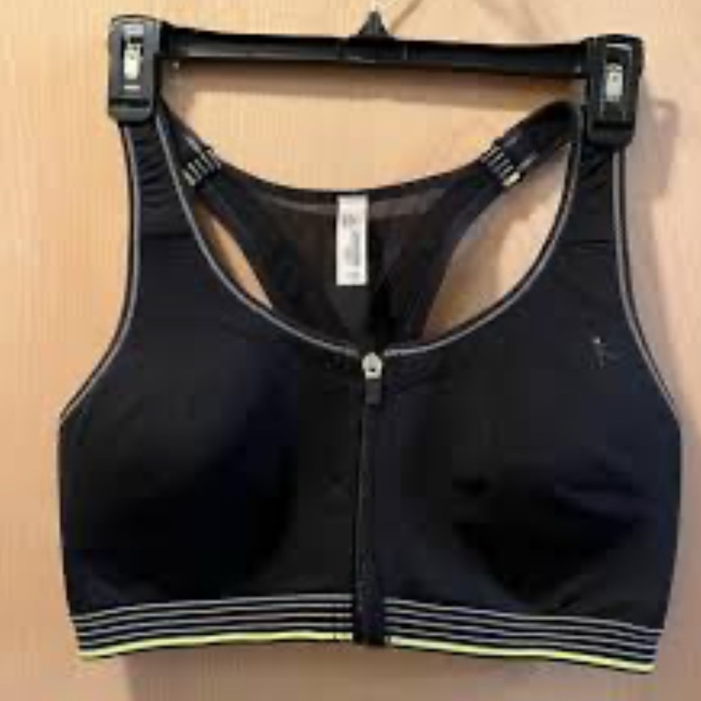 Black Sports Bra with Front Zipper
